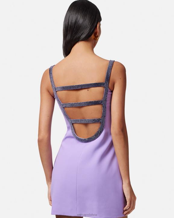 viena krāsa apģērbs Versace 806B11 sievietes kristāla izgriezuma mini kleita