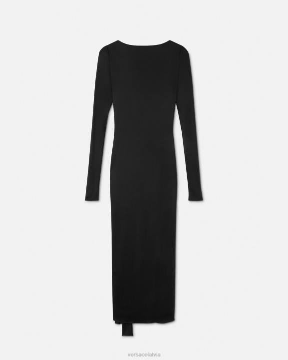 viena krāsa apģērbs Versace 806B20 sievietes mezglota gara kleita bez muguras