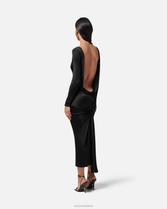 viena krāsa apģērbs Versace 806B20 sievietes mezglota gara kleita bez muguras