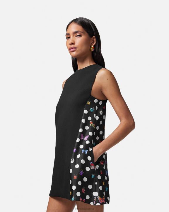 viena krāsa apģērbs Versace 806B3 sievietes tauriņu mini kleita