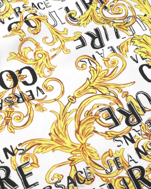 zelts un balts apģērbs Versace 806B2187 sievietes logo couture mini kleita