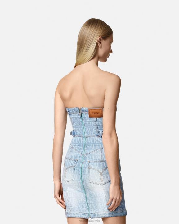 zils apģērbs Versace 806B25 sievietes Visa džinsa mini kleita