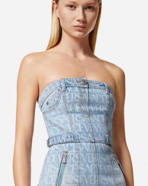 zils apģērbs Versace 806B25 sievietes Visa džinsa mini kleita