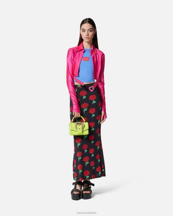 fuksija apģērbs Versace 806B2218 sievietes baroka stila krekls ar sprādzi