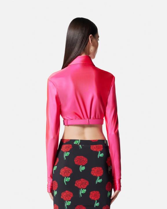 fuksija apģērbs Versace 806B2218 sievietes baroka stila krekls ar sprādzi