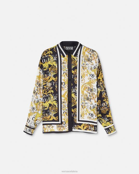 melns & zelts apģērbs Versace 806B2202 sievietes modes krekls ar logotipu