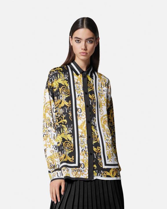 melns & zelts apģērbs Versace 806B2202 sievietes modes krekls ar logotipu