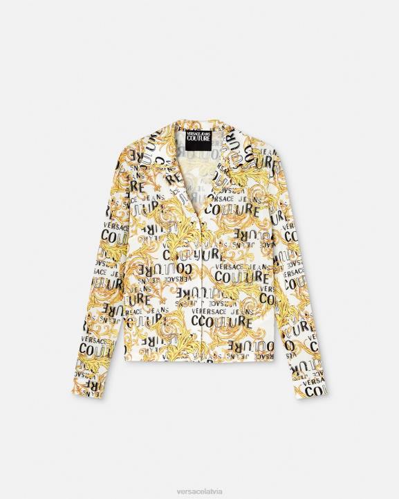 zelts un balts apģērbs Versace 806B2201 sievietes modes krekls ar logotipu