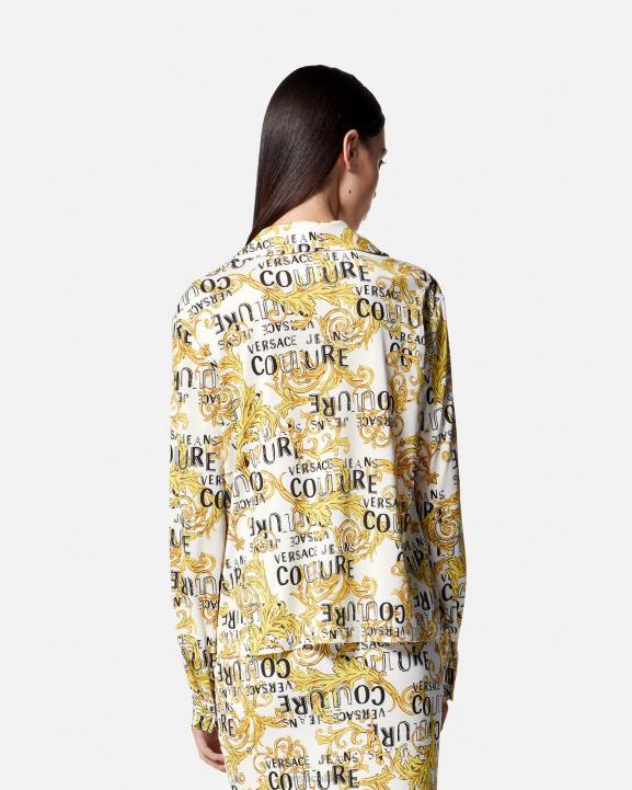 zelts un balts apģērbs Versace 806B2201 sievietes modes krekls ar logotipu