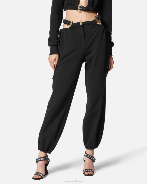 melns apģērbs Versace 806B2244 sievietes baroka stila sporta bikses ar sprādzi