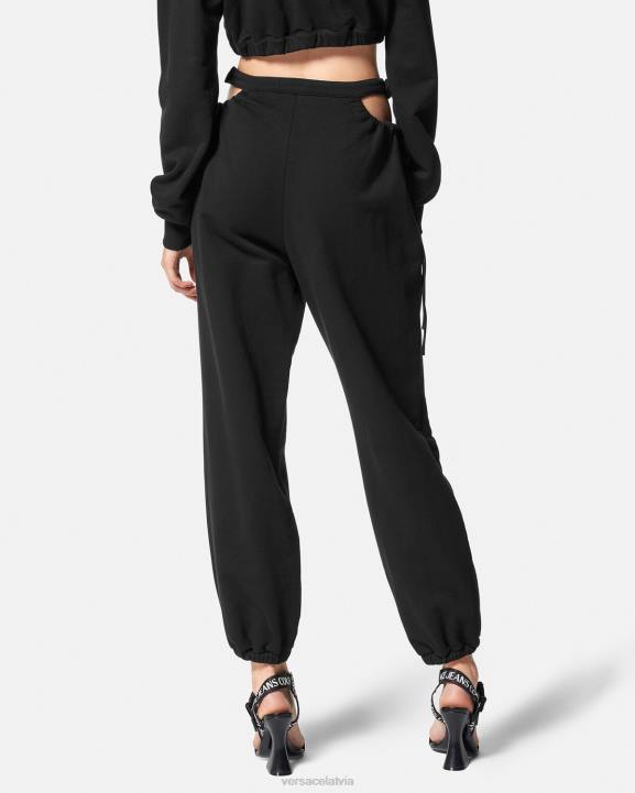 melns apģērbs Versace 806B2244 sievietes baroka stila sporta bikses ar sprādzi