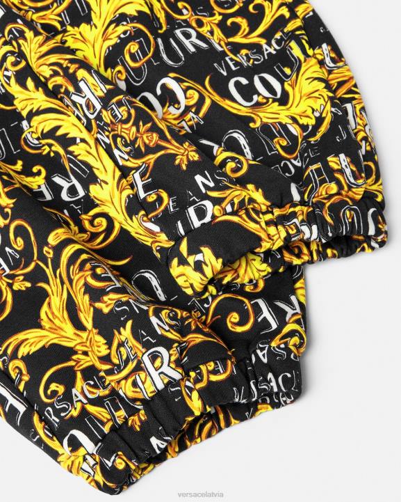 melns & zelts apģērbs Versace 806B2238 sievietes logo couture sporta bikses