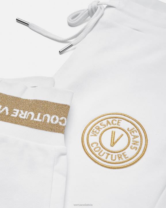 zelts un balts apģērbs Versace 806B2245 sievietes sporta bikses ar v-embīli