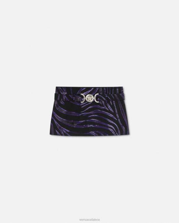 apdruka un violeta apģērbs Versace 806B126 sievietes zebra medusa '95 mini svārki