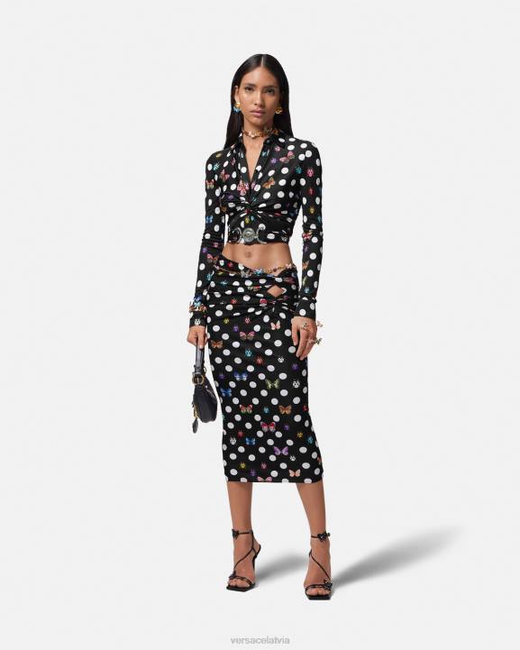 drukāt apģērbs Versace 806B158 sievietes tauriņiem mezgloti midi svārki