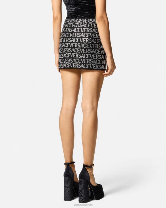 melns apģērbs Versace 806B177 sievietes kristāla allover mini svārki