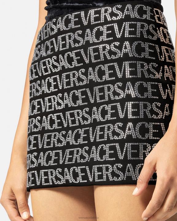 melns apģērbs Versace 806B177 sievietes kristāla allover mini svārki