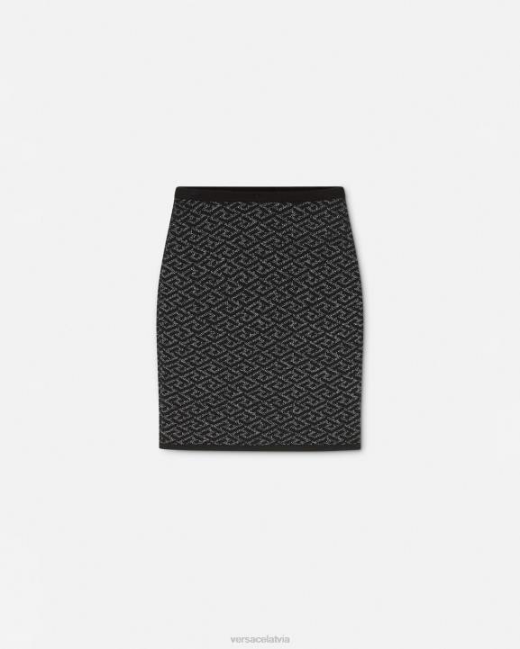 melns apģērbs Versace 806B179 sievietes la greca medusa žakarda trikotāžas svārki
