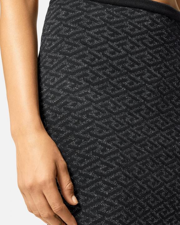 melns apģērbs Versace 806B179 sievietes la greca medusa žakarda trikotāžas svārki