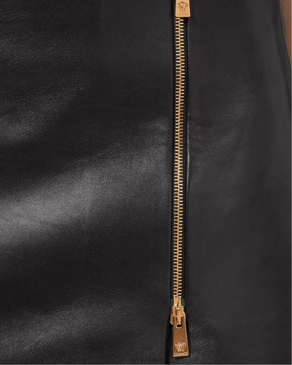 melns apģērbs Versace 806B181 sievietes Medusa ādas mini svārki