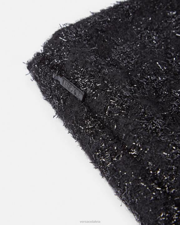 melns apģērbs Versace 806B186 sievietes ķīļveida tvīda mini svārki