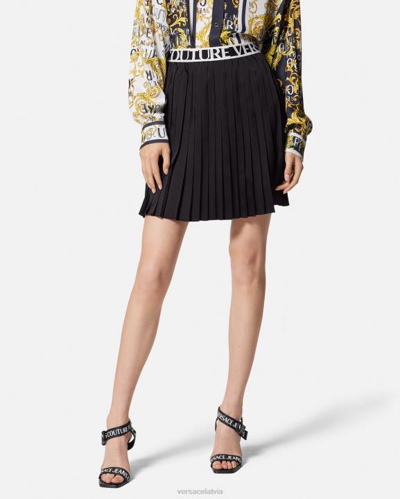 melns apģērbs Versace 806B2152 sievietes ar logotipu kroku svārki