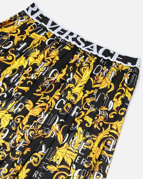 melns & zelts apģērbs Versace 806B2250 sievietes svārki ar logotipu