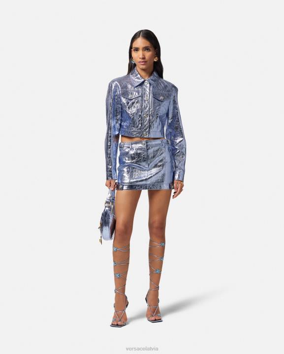 metālisks apģērbs Versace 806B160 sievietes medusa metāliski ādas mini svārki