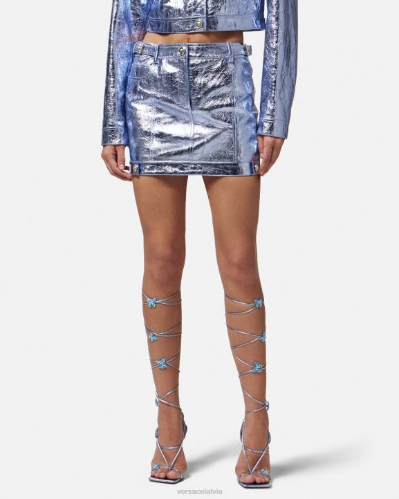 metālisks apģērbs Versace 806B160 sievietes medusa metāliski ādas mini svārki