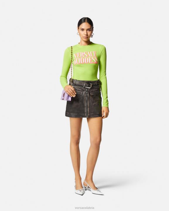 pelēks apģērbs Versace 806B182 sievietes matētas ādas mini svārki