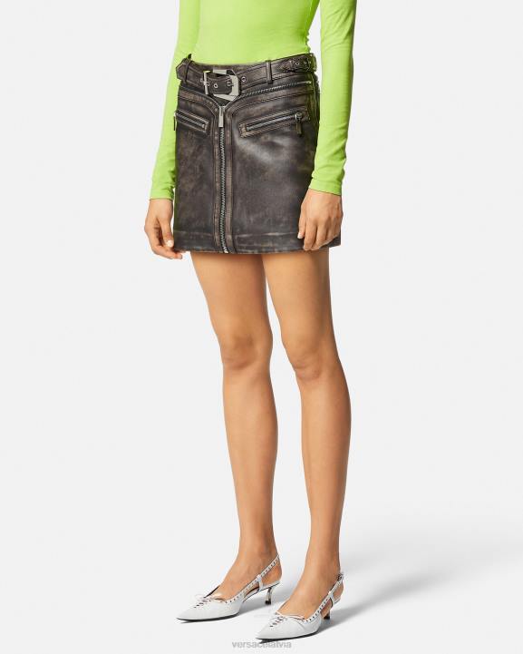 pelēks apģērbs Versace 806B182 sievietes matētas ādas mini svārki