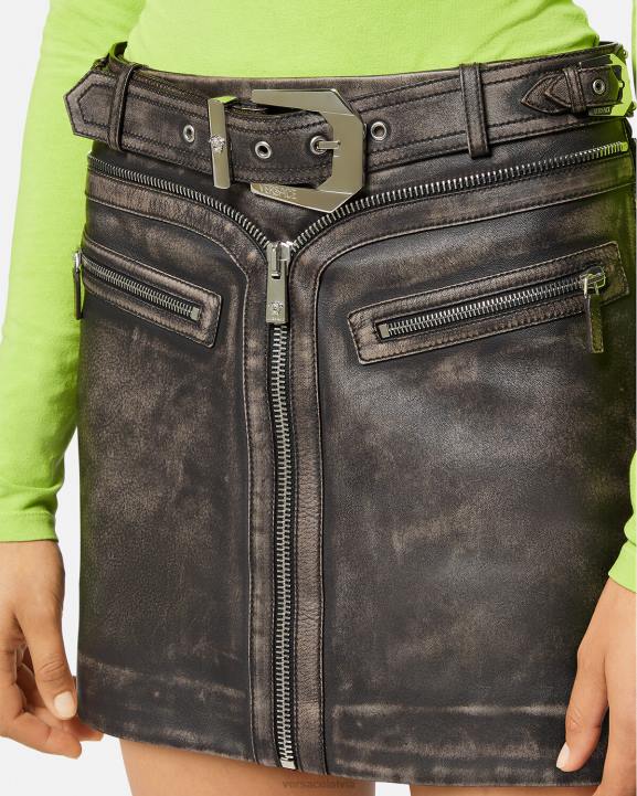 pelēks apģērbs Versace 806B182 sievietes matētas ādas mini svārki