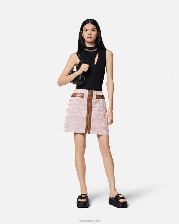 rozā un apdruka apģērbs Versace 806B165 sievietes viscaur mini svārki