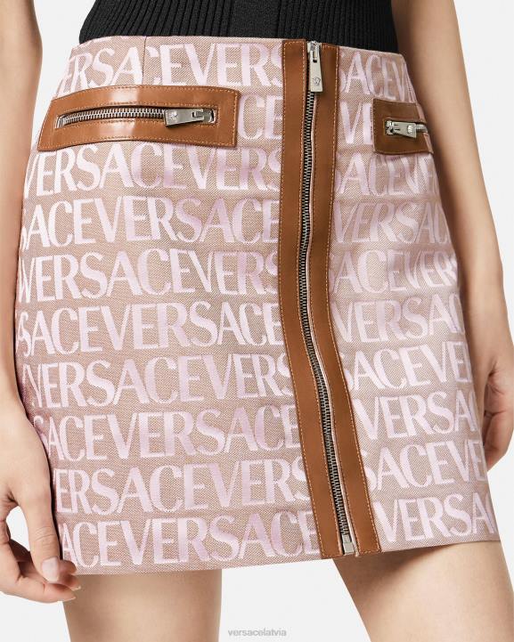 rozā un apdruka apģērbs Versace 806B165 sievietes viscaur mini svārki