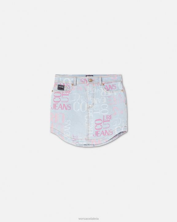 zils apģērbs Versace 806B2179 sievietes doodle logo džinsa mini svārki