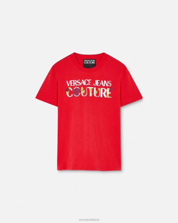 apelsīns apģērbs Versace 806B2168 sievietes T-krekls ar rozes logotipu