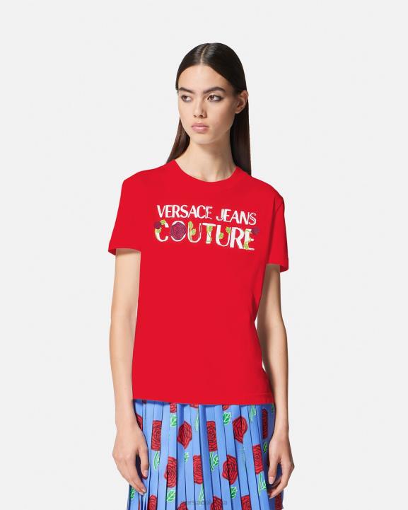 apelsīns apģērbs Versace 806B2168 sievietes T-krekls ar rozes logotipu