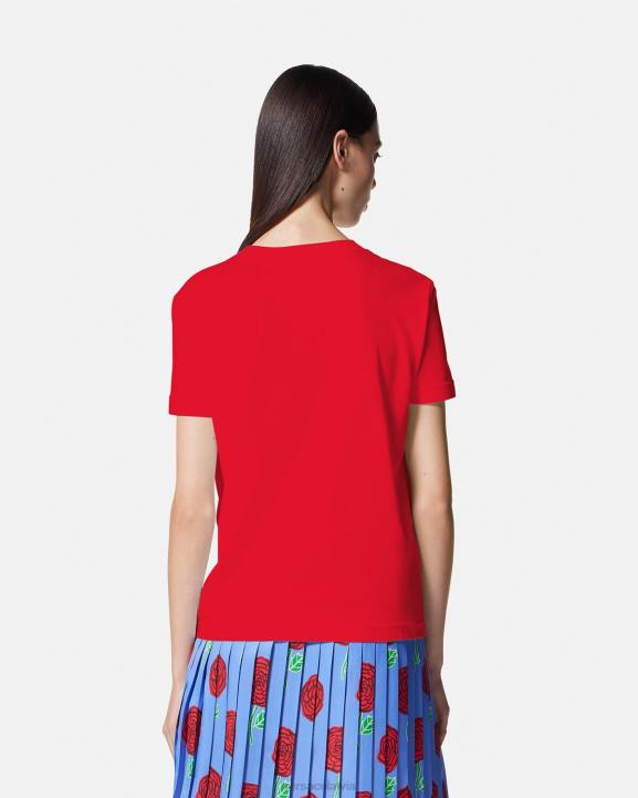 apelsīns apģērbs Versace 806B2168 sievietes T-krekls ar rozes logotipu