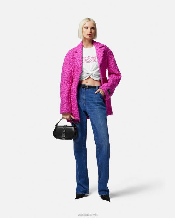 balts apģērbs Versace 806B138 sievietes T-krekls ar drošības adatu ar logotipu