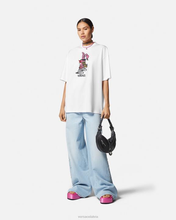 balts apģērbs Versace 806B148 sievietes pavasara festivāla zaķa t-krekls