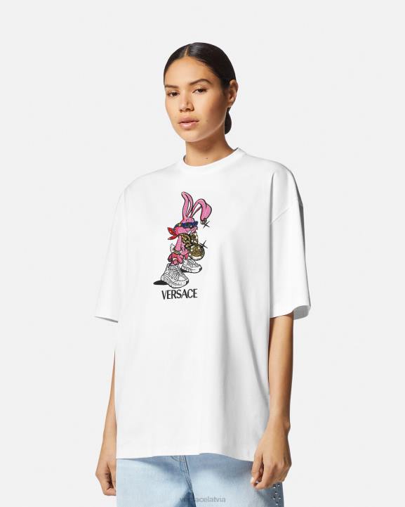 balts apģērbs Versace 806B148 sievietes pavasara festivāla zaķa t-krekls
