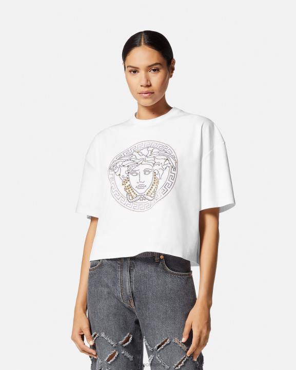 balts apģērbs Versace 806B154 sievietes radžota medusa crop top