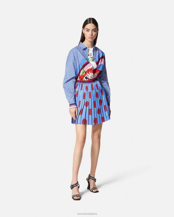 balts apģērbs Versace 806B2169 sievietes T-krekls ar rozes logotipu