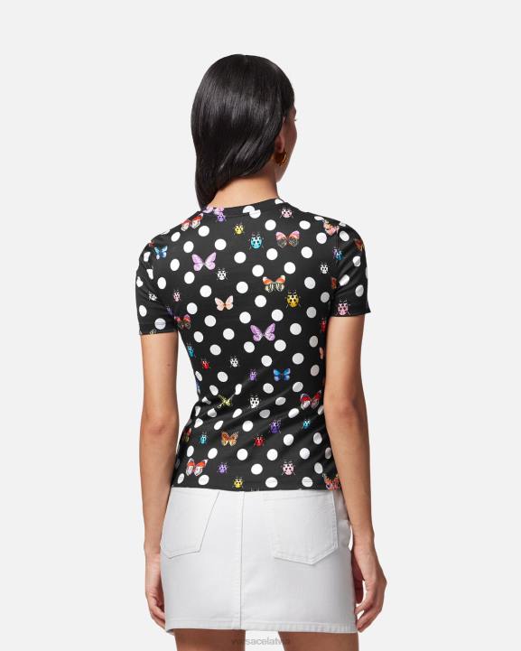 drukāt apģērbs Versace 806B130 sievietes izšūts tauriņu t-krekls