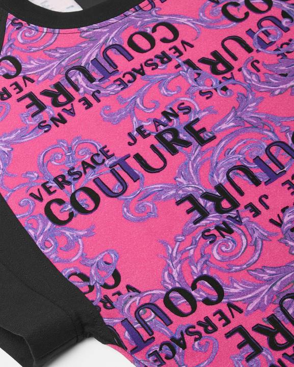 fuksija apģērbs Versace 806B2209 sievietes logo couture bodysuit t-krekls