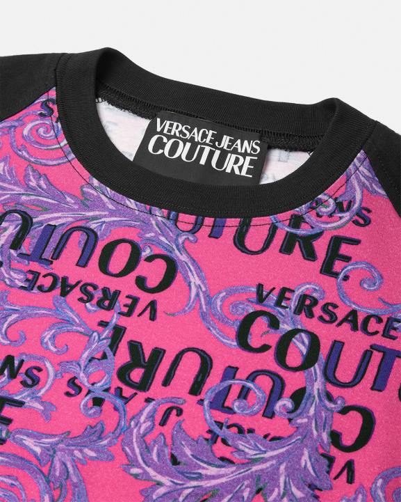 fuksija apģērbs Versace 806B2209 sievietes logo couture bodysuit t-krekls