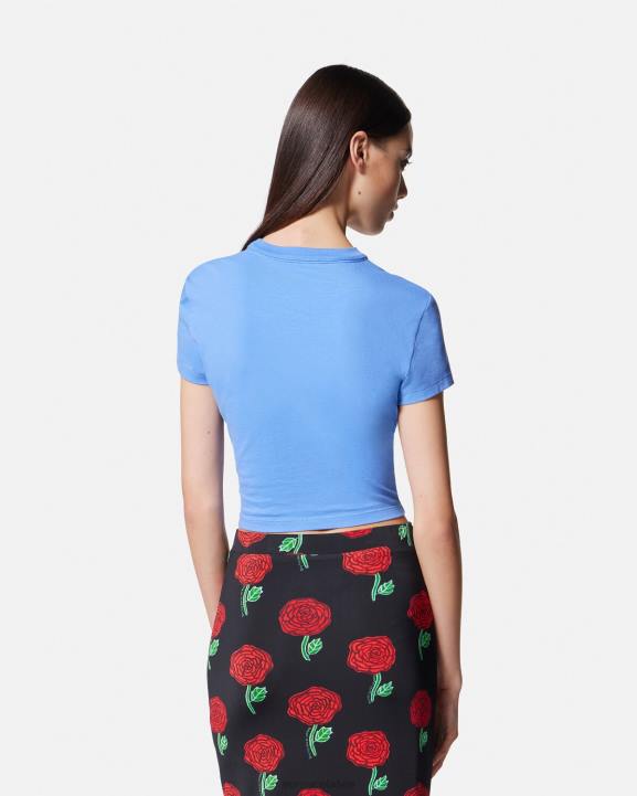 gaiši zils apģērbs Versace 806B2228 sievietes gabala numurs crop t-krekls