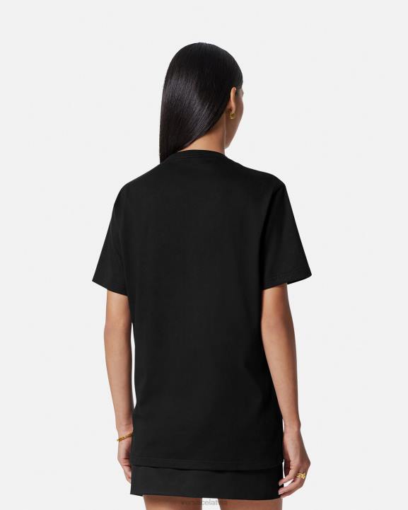melns apģērbs Versace 806B137 sievietes T-krekls ar izšūtu logotipu