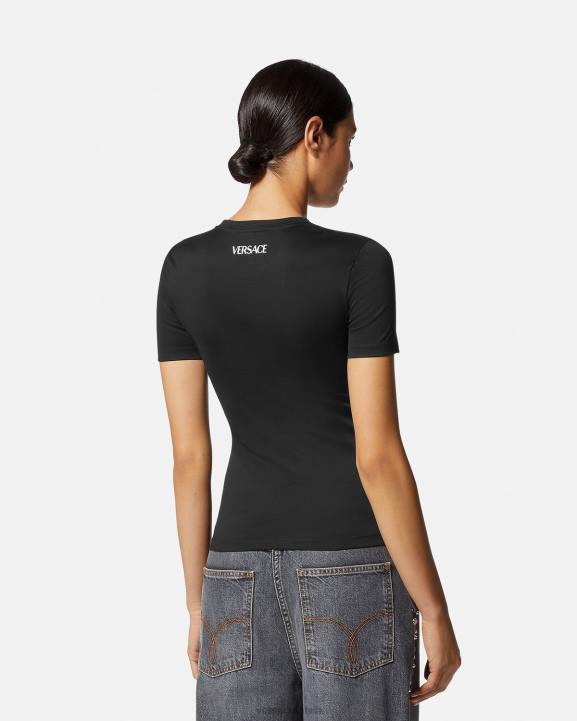 melns apģērbs Versace 806B141 sievietes kristāla medūzas t-krekls