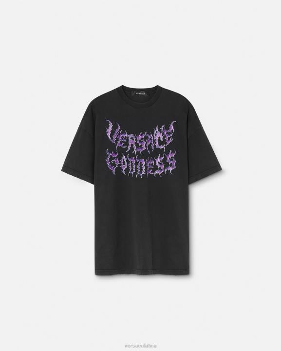 melns apģērbs Versace 806B150 sievietes dievietes lielizmēra t-krekls